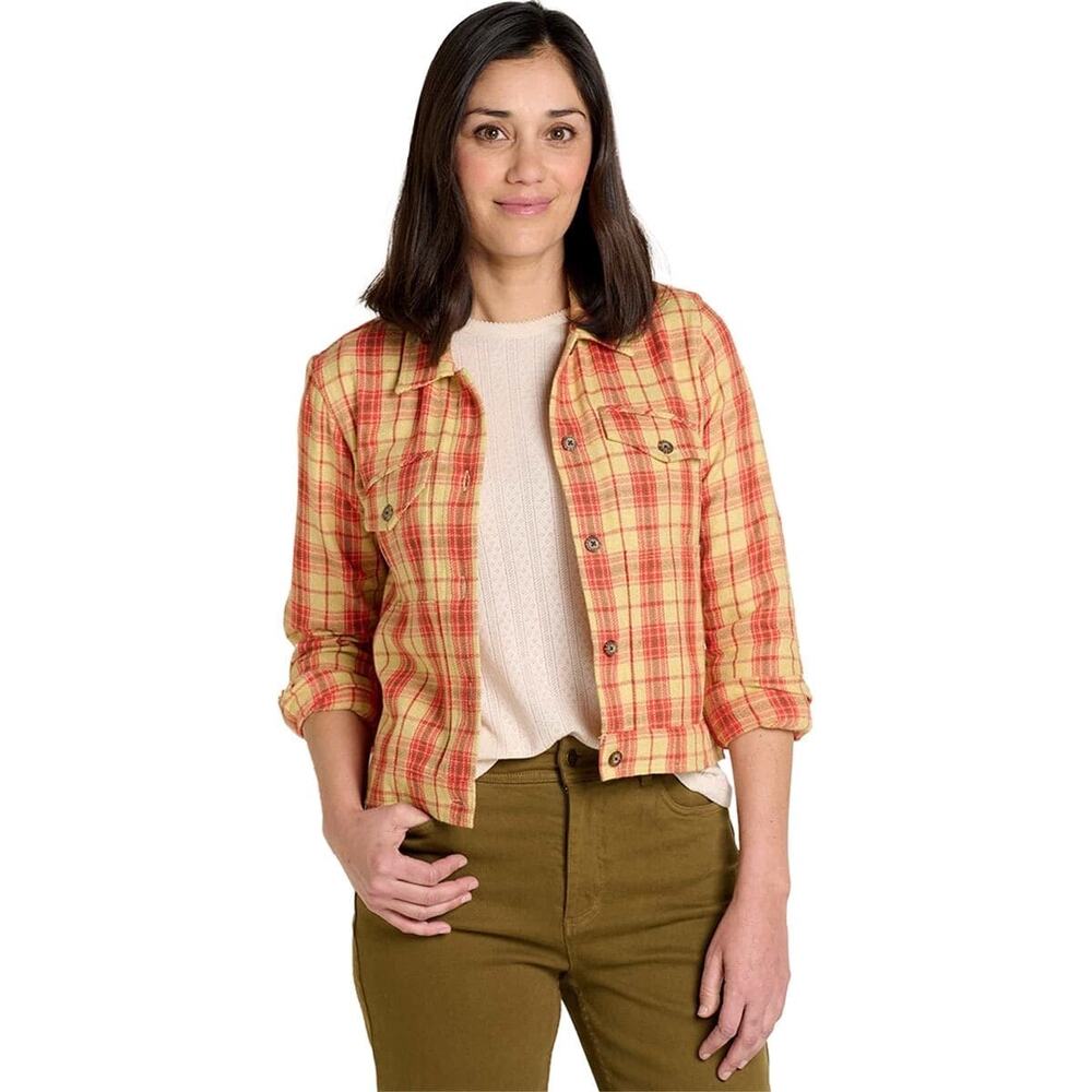 Toad&Co Plaid Jacket in Orange and Yellow
